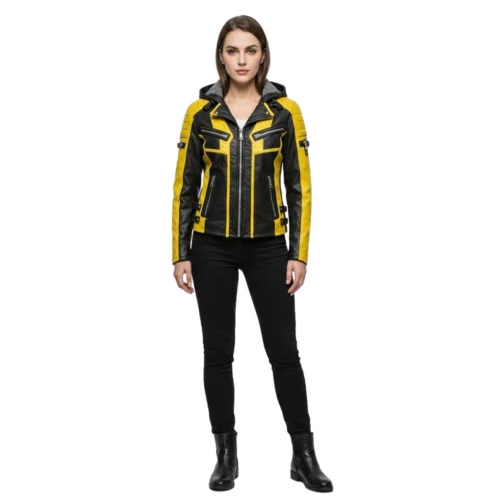 Women's Hooded Leather Jacket