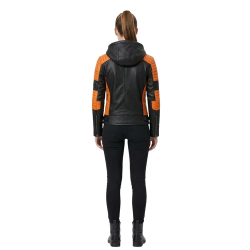 Women's Hooded Leather Jacket