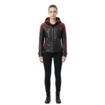 Women's Hooded Leather Jacket