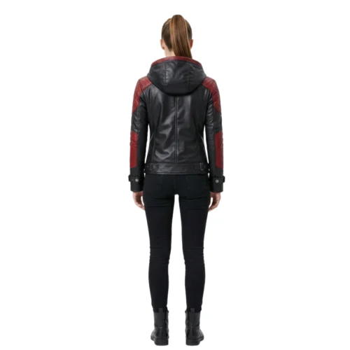 Women's Hooded Leather Jacket