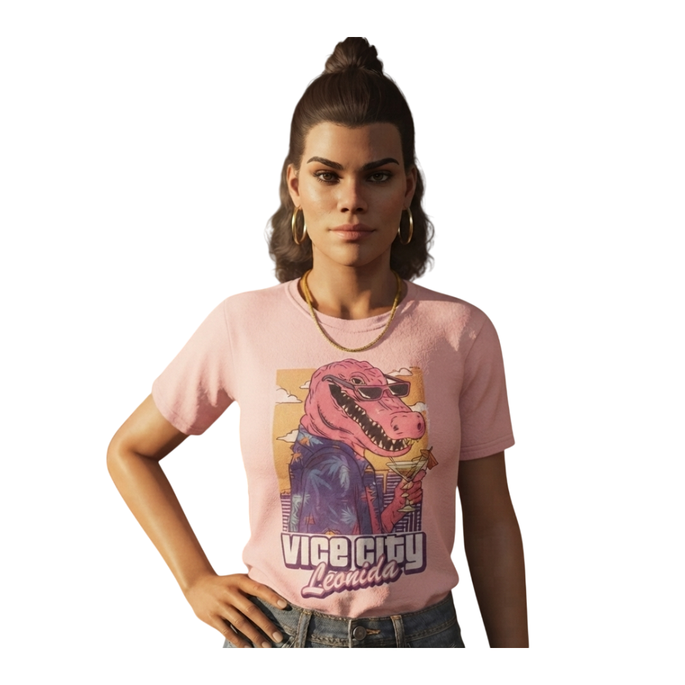 Women’s Vice City Pink Alligator GTA VI Pink T-Shirt – Stylish Women’s T-Shirt