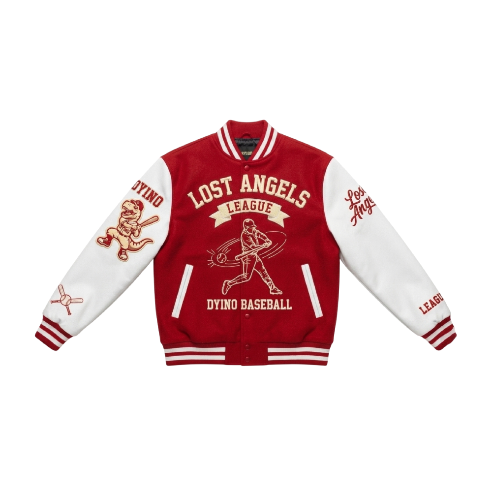 Men's Lost Angels Red & White Letterman Varsity Jacket Men's Varsity Jacket