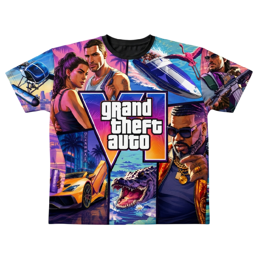 Women's GTA VI Retro Sunset All-Over Print T-Shirt – Stylish Women's T-Shirt