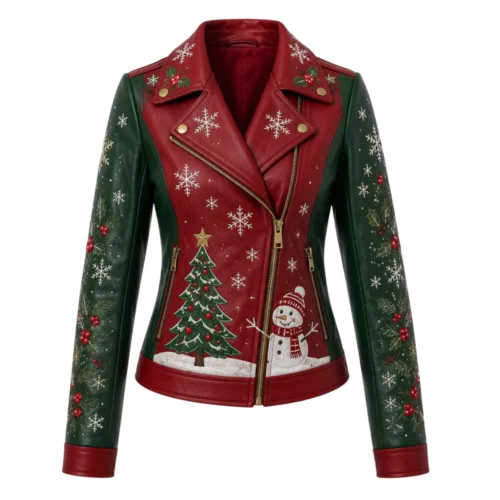 Women’s Christmas Biker Leather Jacket