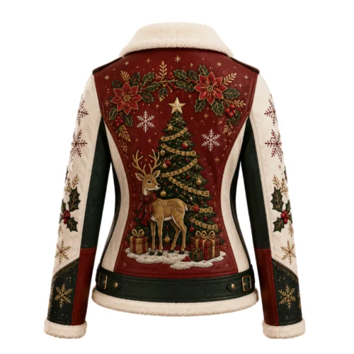 Women’s Christmas Leather Biker Jacket