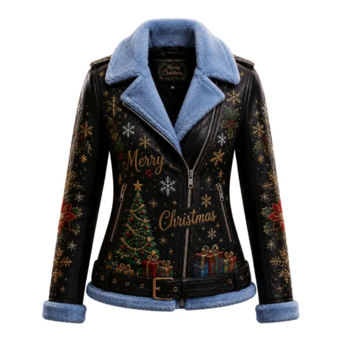 Women’s Christmas Leather Biker Jacket