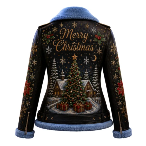 Women’s Christmas Leather Biker Jacket