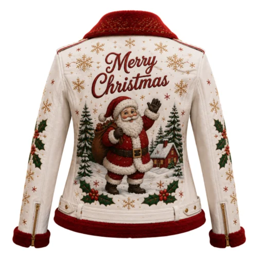 Women’s Christmas Leather Biker Jacket
