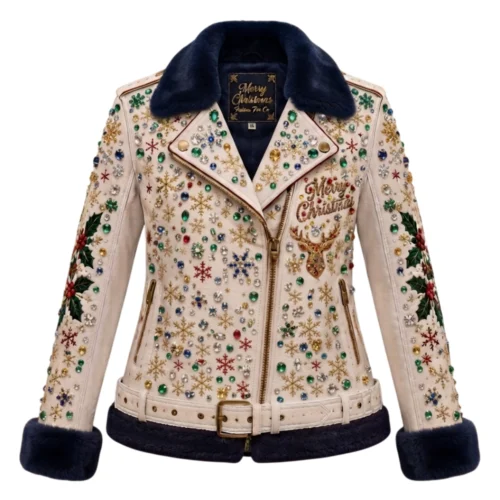 Women’s Christmas Leather Biker Jacket