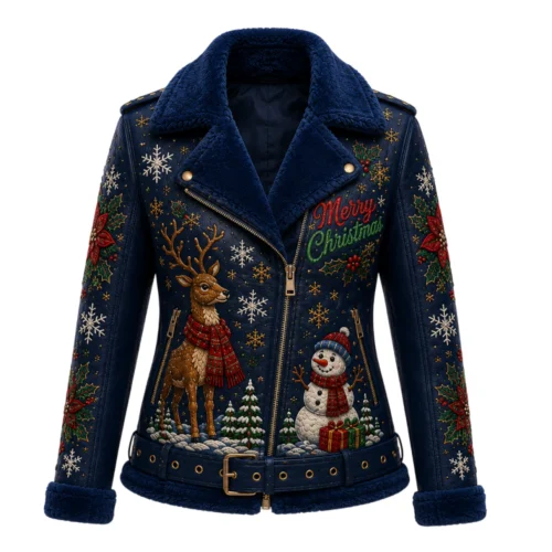 Women’s Christmas Leather Biker Jacket