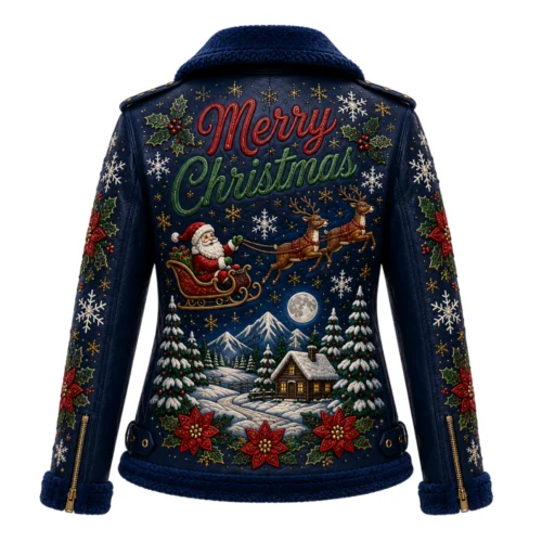 Women’s Christmas Leather Biker Jacket