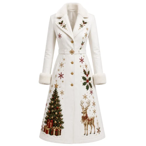 Women’s Christmas Leather Long Coat