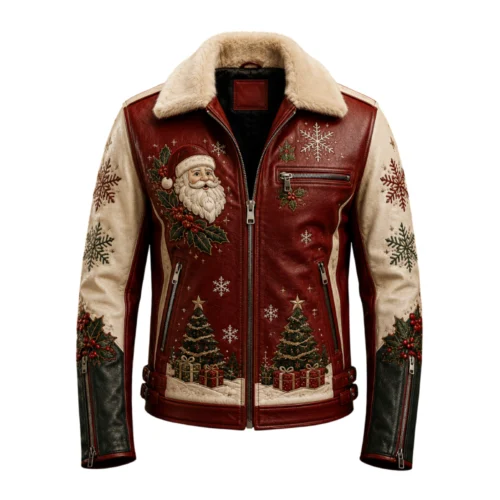 Men’s Christmas Biker Leather Jacket