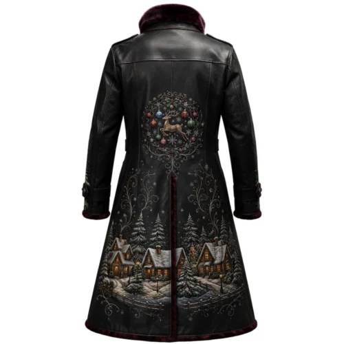 Men’s Christmas Leather Long Coat