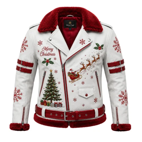 Men’s Christmas Biker Leather Jacket