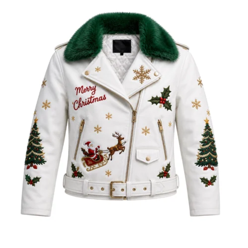 Men’s Christmas Biker Leather Jacket