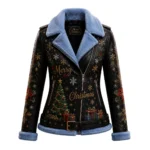 Women’s Christmas Leather Biker Jacket