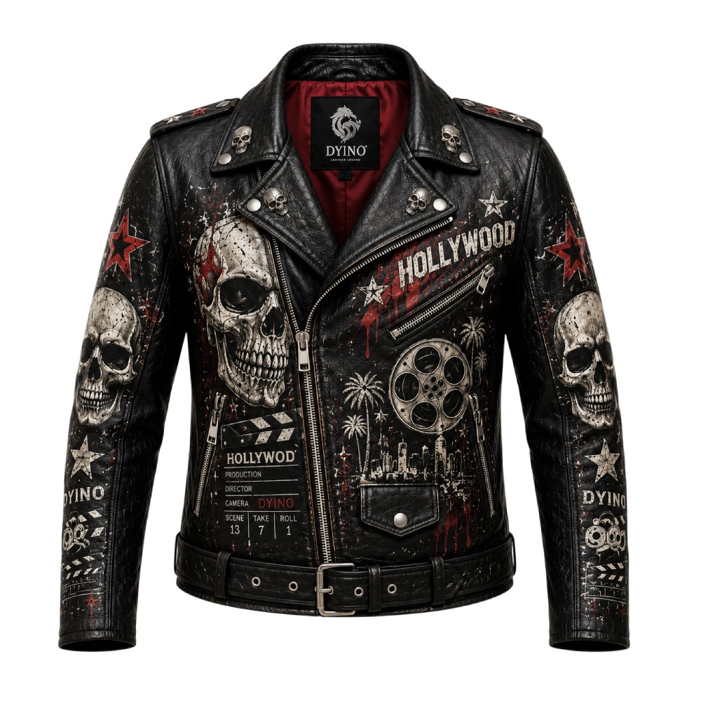 Women’s Hollywood Skull Leather Biker Jacket – Dark Horror Women’s Hollywood Leather Biker Jacket