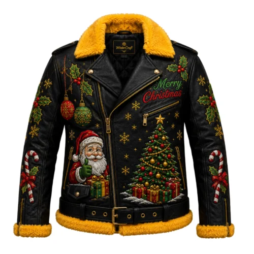 Men’s Christmas Biker Leather Jacket