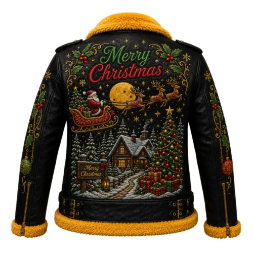 Men’s Christmas Biker Leather Jacket