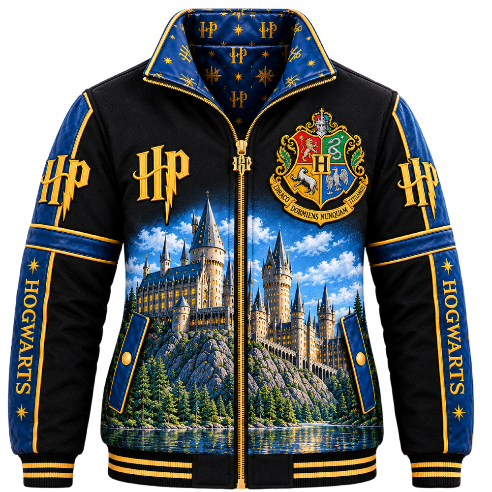 Women’s Harry Potter Hogwarts Black & Blue Varsity Jacket Women’s Varsity Jacket